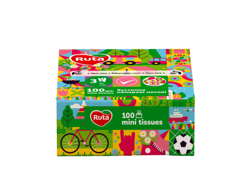 Хустинки носові Ruta Mini Tissues 100л 3ш без аромату