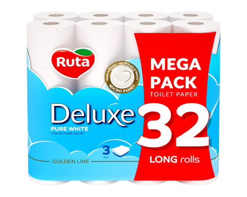 Папір туалетний тришаровий Ruta Pure White 32 рулони