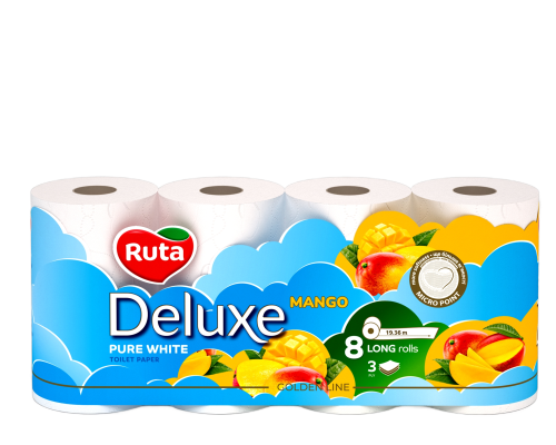 Toilet paper Ruta Pure White 3-ply 8 rolls Mango