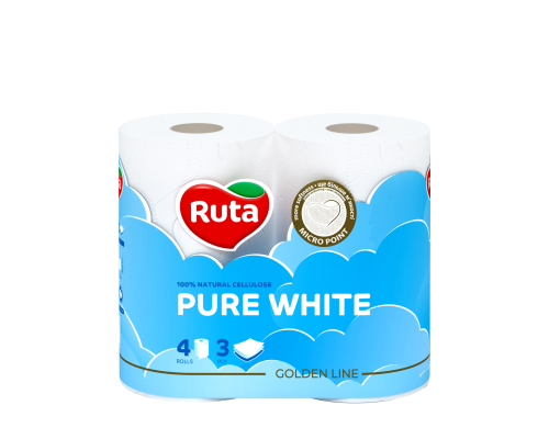 Toilet paper Ruta Pure White 3-ply 4 rolls