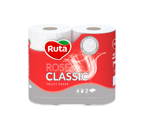 Папір туалетний двошаровий Ruta Classic Rose 4 рулони